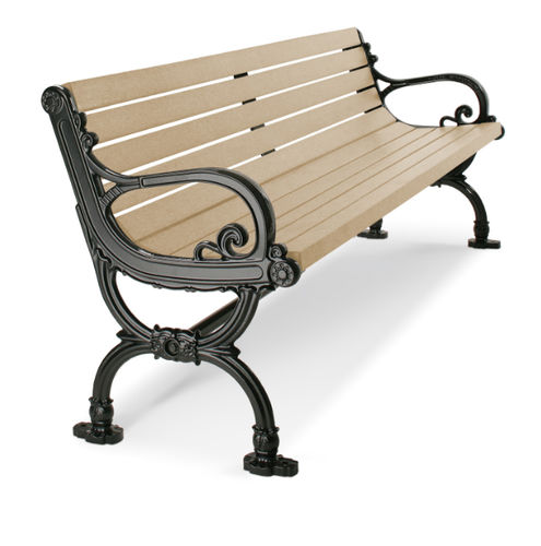 Banc public classique - C-10 - Victor Stanley - en bois / en fer / avec dossier