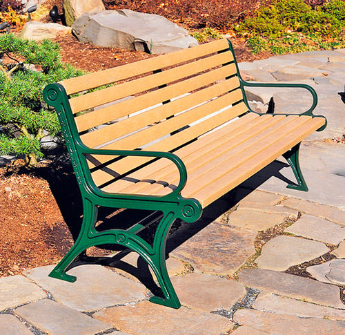 Banc public classique - C-96 - Victor Stanley - en bois / en fer / avec dossier