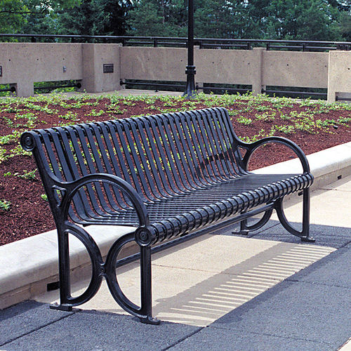 Banc public classique - CR-18 - Victor Stanley - en acier / avec dossier / avec accoudoirs