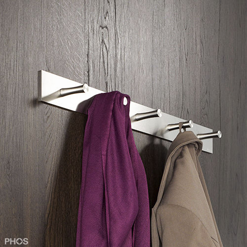 Patère contemporaine - HL-F - PHOS Design GmbH - en acier inoxydable brossé / multiple / de salle de bain