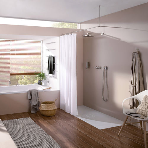 Barre de rideau de douche en acier inoxydable brossé - DSE1700-700 - PHOS Design GmbH - d'angle / en forme de L