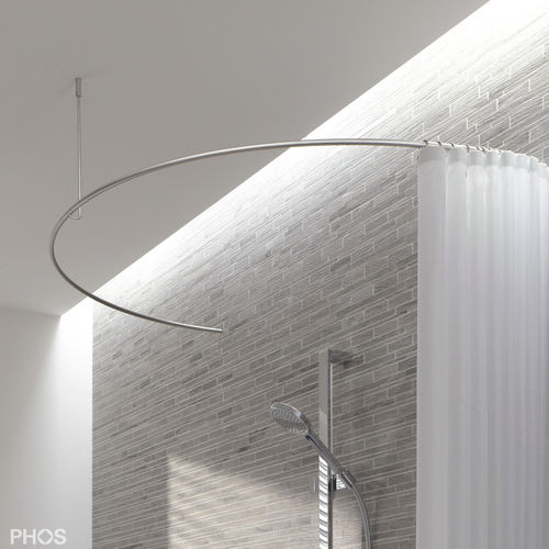Barre de rideau de douche en acier inoxydable brossé - DR700HD - PHOS Design GmbH - en demi-cercle