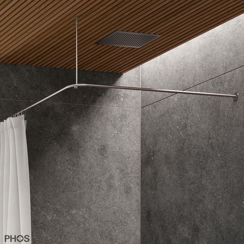 Barre de rideau de douche en acier inoxydable brossé - DSE800K45 - PHOS Design GmbH - d'angle / en forme de L