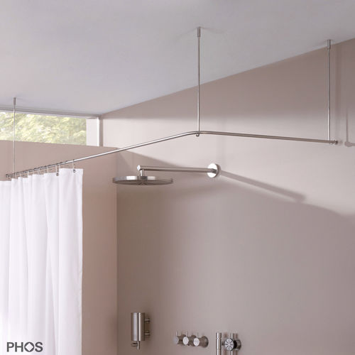 Barre de rideau de douche en acier inoxydable brossé - DSE1700-700F - PHOS Design GmbH - d'angle / en forme de L