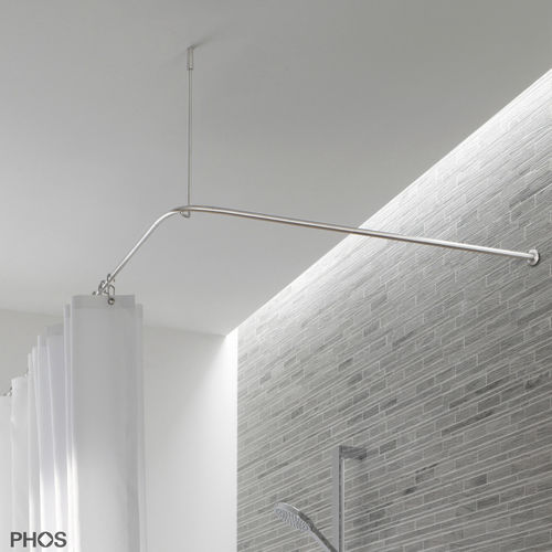 Barre de rideau de douche en acier inoxydable brossé - DSE1700-700K45 - PHOS Design GmbH - d'angle / en forme de L