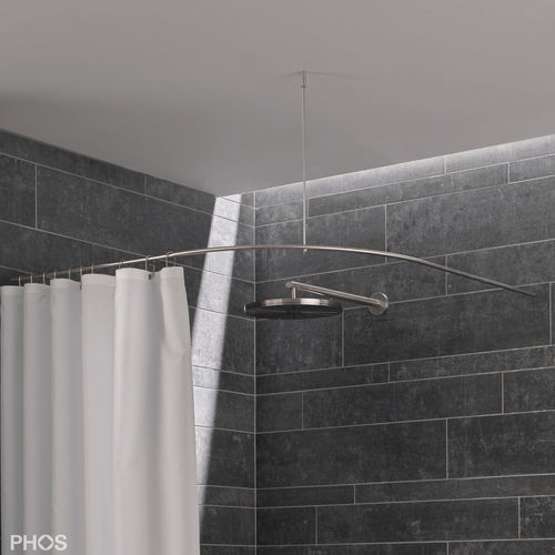 Barre de rideau de douche en acier inoxydable brossé - DSB300-1000 - PHOS Design GmbH - courbée / d'angle