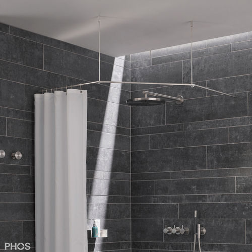 Barre de rideau de douche en acier inoxydable brossé - DSFE800 - PHOS Design GmbH - d'angle