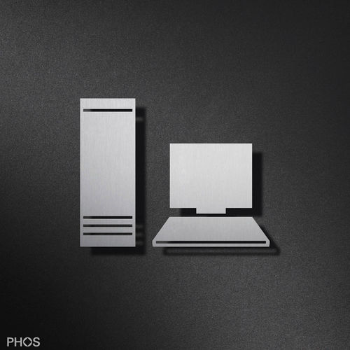 Plaque signalétique murale - P5301  - PHOS Design GmbH - en acier inoxydable / pour espace de travail