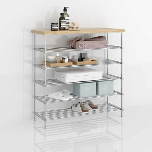Étagère à roulettes - SBS600-5-Eiche - PHOS Design GmbH - contemporaine / en bois huilé / en acier inoxydable brossé