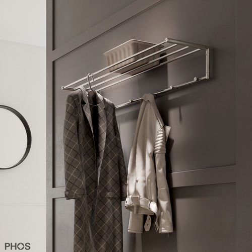 Porte-manteau mural - G17-500 - PHOS Design GmbH - contemporain / en acier inoxydable brossé / en chêne