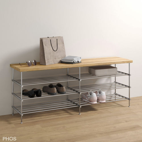 Étagère à chaussures moderne - SB1200-3-Eiche - PHOS Design GmbH - auto-portante / en acier inoxydable brossé / en inox
