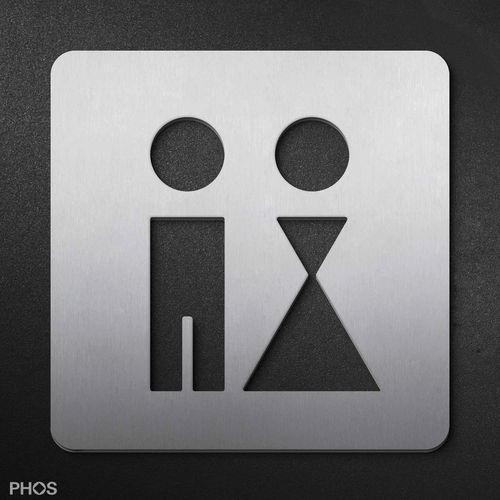 Pictogramme de porte pour sanitaire - PS0101S - PHOS Design GmbH - en acier inoxydable brossé / d'orientation / à coller