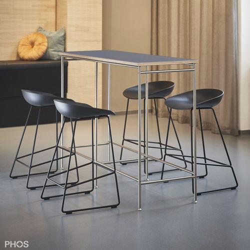Table mange-debout contemporaine - KATI-T2 - PHOS Design GmbH - en mélaminé / en linoléum / avec piètement en acier inoxydable