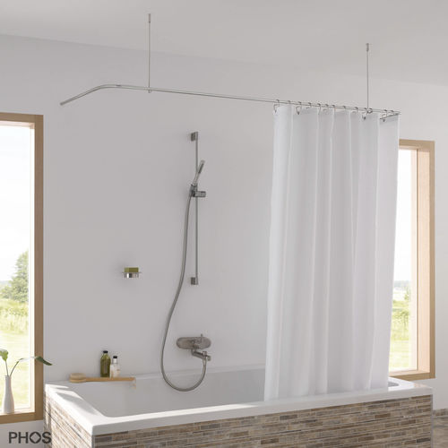 Barre de rideau de douche en acier inoxydable brossé - DSU1700-750D - PHOS Design GmbH - en forme de U