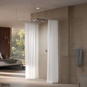 Barre de rideau de douche en acier inoxydable brossé - DSU900-900 - PHOS Design GmbH - en forme de U