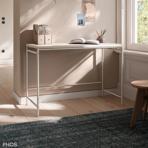Table d'appoint design minimaliste - KATI-S - PHOS Design GmbH - en mélaminé / avec piètement en acier inoxydable / rectangulaire