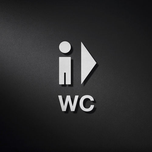 Pictogramme de porte en acier inoxydable brossé - P0311 - PHOS Design GmbH - d'orientation / à coller / pour sanitaire