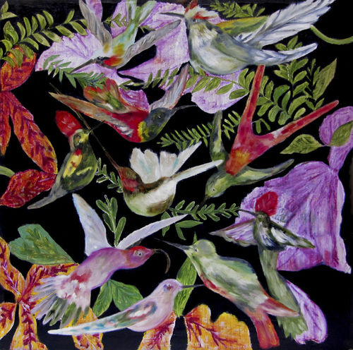 Tableau décoratif huile - TROPICAL BLACK - ICI ET LA - mixte / floral / pour hôtel