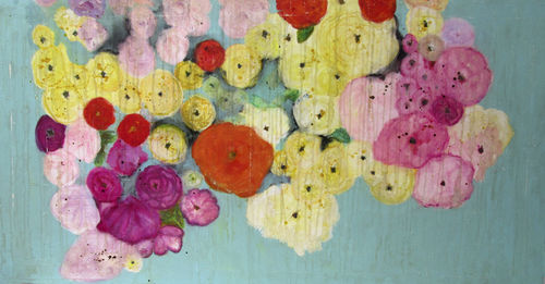 Tableau décoratif huile - TURQUOISE SPRING - ICI ET LA - mixte / floral / pour hôtel
