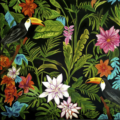Tableau décoratif huile - BLACK FOREST - ICI ET LA - mixte / floral / pour hôtel