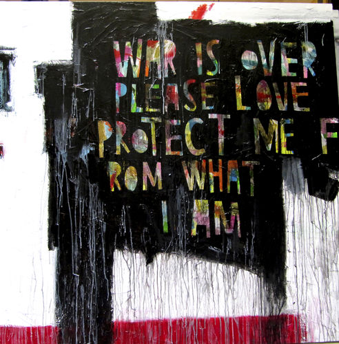 Tableau décoratif acrylique - WAR IS OVER - ICI ET LA - abstrait / street art / pour hôtel