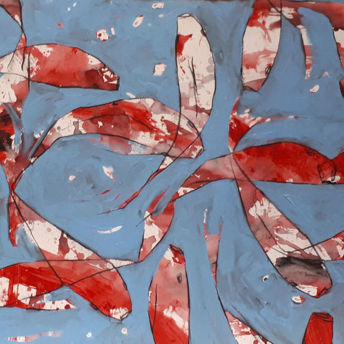 Tableau décoratif acrylique - KISS - ICI ET LA - abstrait / figuratif / pour hôtel