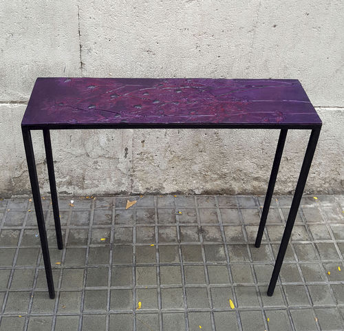 Console contemporaine - EMPREINTES Nº1  - ICI ET LA - en béton fibré / avec piètement en métal / rectangulaire