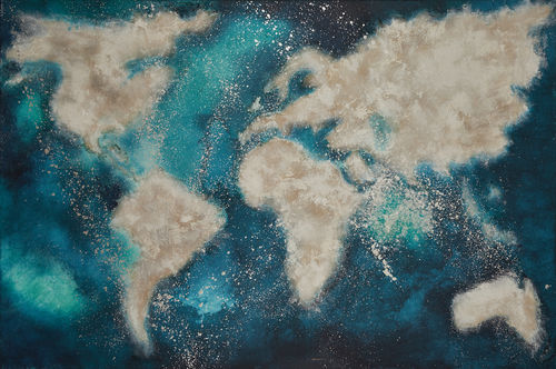 Tableau décoratif sur toile - POR UN MUNDO AZUL - ICI ET LA - mixte / abstrait / contemporain