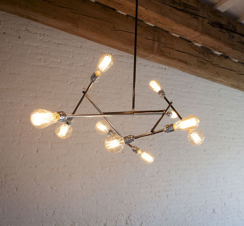 Lustre contemporain - STEEL MOGI - ICI ET LA - en acier / professionnel / à incandescence