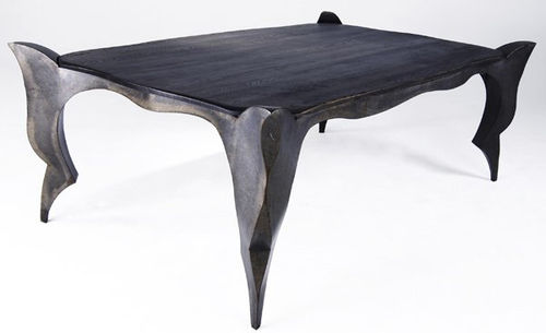 Table design nouveau baroque - GOTHIC - ICI ET LA - en chêne / en verre / avec piètement en tôle d'acier