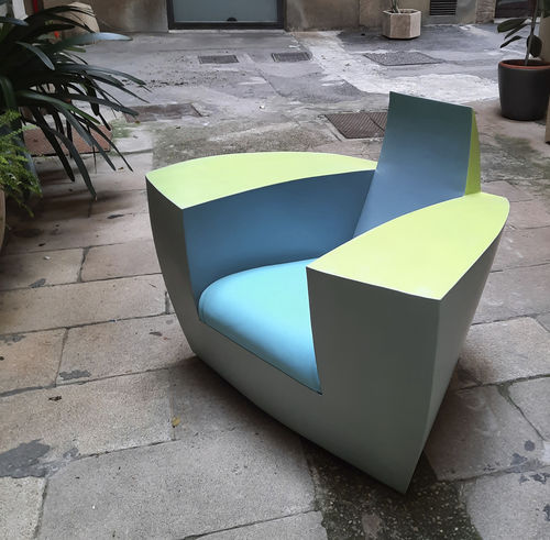 Fauteuil club design original - MINT EASY ONE - ICI ET LA - en cuir / en acier laqué / fait main