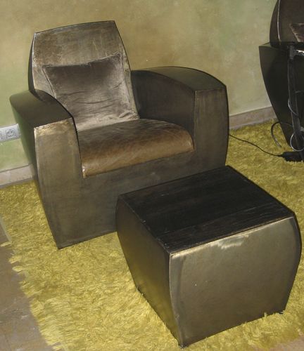 Fauteuil contemporain - EASY TWO_AGED - ICI ET LA - en cuir / en acier / fait main
