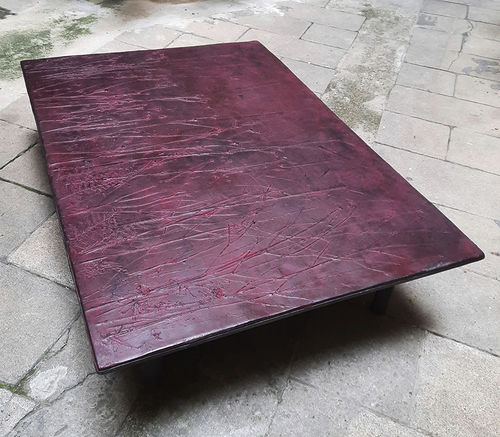 Table basse contemporaine - EMPREINTES 22 - ICI ET LA - en béton fibré / avec piètement en acier / rectangulaire