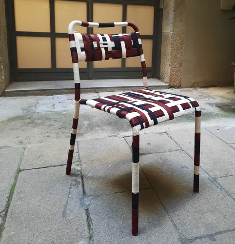 Chaise contemporaine - BAIRES - ICI ET LA - d'intérieur / en corde / avec piètement en métal laqué