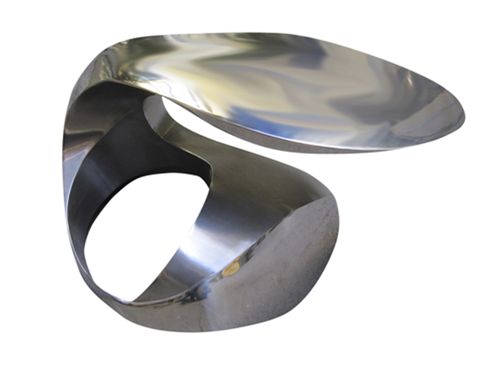Table basse design original - CHARMED - ICI ET LA - en acier inoxydable / ronde / ovale