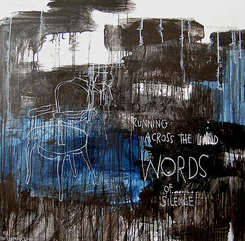 Tableau décoratif acrylique - WORDS - ICI ET LA - abstrait / pour bureau / pour hôtel