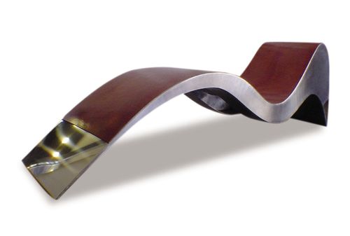 Chaise longue contemporaine - WAVE  - ICI ET LA - en cuir / en acier inoxydable / contract