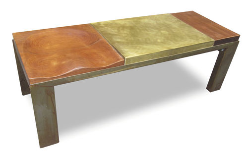 Banc contemporain - BRASS BENCH - ICI ET LA - en bois / en chêne / en acier