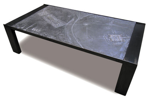 Table basse contemporaine - PAISAJE DE LA MEMORIA II - ICI ET LA - en métal / en pierre reconstituée / rectangulaire