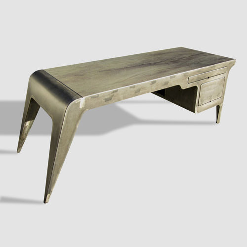 Bureau design original - MISS MOLLY - ICI ET LA - en métal patiné / en granite / 4 pieds