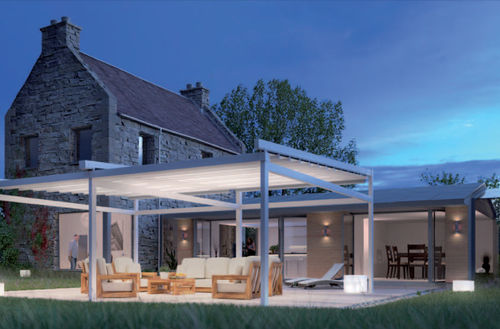 Pergola adossée - SOLID  - Selt Sun Protection Systems - autoportée / en aluminium / couverture coulissante en toile PVC