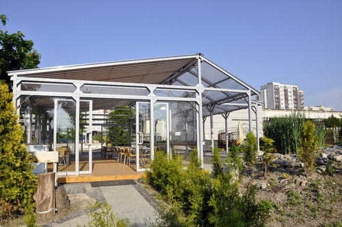 Pergola adossée - BASIC - Selt Sun Protection Systems - autoportée / en aluminium / couverture en toile