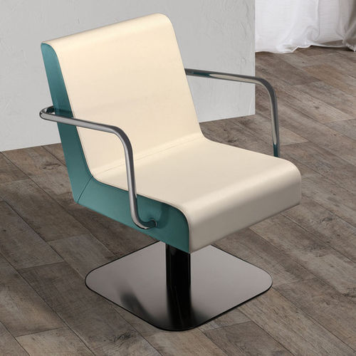 Fauteuil de coiffure contemporain - ARIA - Salon Ambience - en simili cuir / en métal chromé / en bois