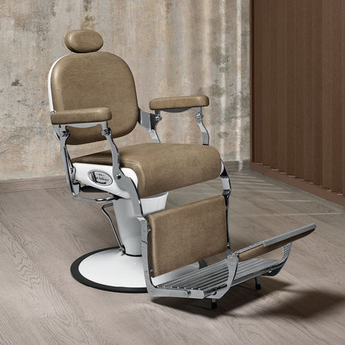 Fauteuil de barbier en métal chromé - PREMIER - Salon Ambience - en simili cuir / avec repose-pieds / avec repose-tête