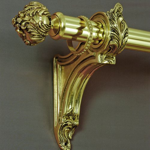 Tringle à rideaux en laiton - LOUIS XV-FLEUR  - Houles - fixation murale