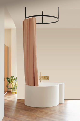 Rideau de douche marron - ex.t - uni / en tissu