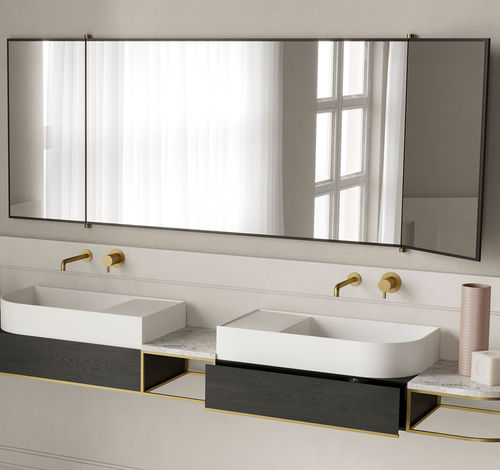 Miroir de salle de bain mural - ex.t - contemporain / rectangulaire / en laiton
