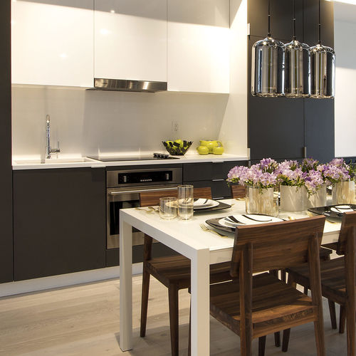 Cuisine contemporaine - BOWERY - AYA kitchens - en mélaminé / avec îlot / en L