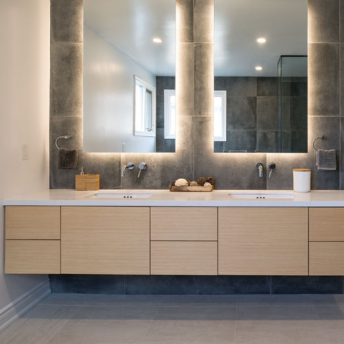 Meuble vasque double - CIRRUS - AYA kitchens - suspendu / en chêne / contemporain
