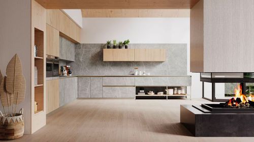 Cuisine contemporaine - AMBIENTE NORDIC - Arrex - en stratifié / en bois / sans poignée